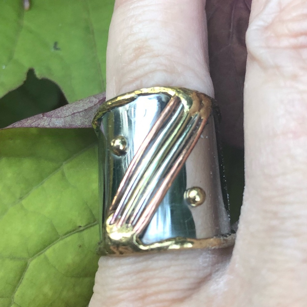 🔶 Handmade Mixed Metal Cuff Ring 🔶